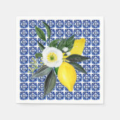 Serviette En Papier Papier Carrelage bleu citron méditerranéen (Devant)