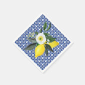 Serviette En Papier Papier Carrelage bleu citron méditerranéen (Coin)