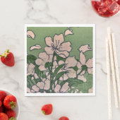 Serviette En Papier Papier Cascade en fleurs roses Napkin (En situation)