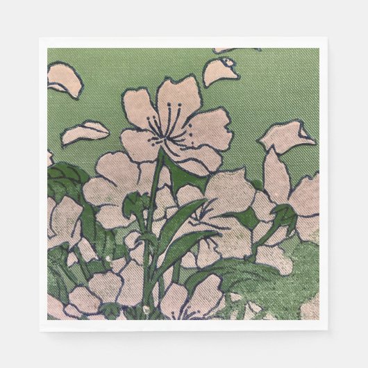 Serviette En Papier Papier Cascade en fleurs roses Napkin (Devant)