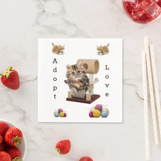 Serviette En Papier Papier, Chat Kitten Condo Adopter l'amour (En situation)