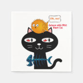 Serviette En Papier Papier, Chat Noir, Dîner Kitten Poisson (Devant)