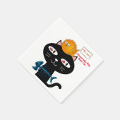 Serviette En Papier Papier, Chat Noir, Dîner Kitten Poisson (Coin)