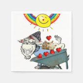 Serviette En Papier Papier, Chèvre Kitten Coeurs rouges Arc-en-ciel (Devant)