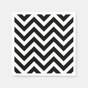 Serviette En Papier Papier Chevron Grandes Dimensions noir et blanc