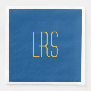 SERVIETTE EN PAPIER PAPIER CHIC NAPKIN_LAPIS SOLID/MONOGRAM BLEU DE