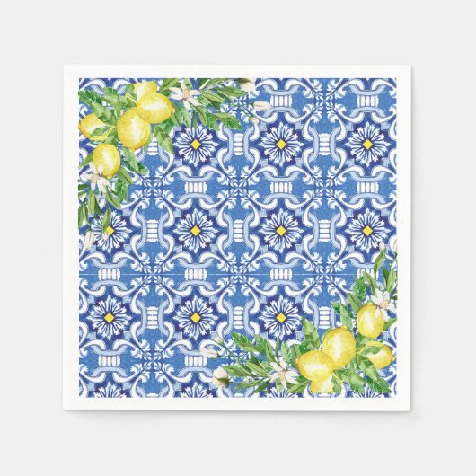 Serviette En Papier Papier citron méditerranéen Napkin (Devant)