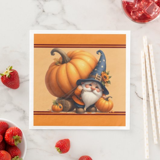 Serviette En Papier Papier Citrouille automne Napkin (En situation)