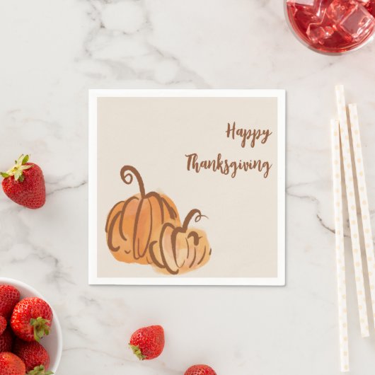 Serviette En Papier Papier Citrouille bon thanksgiving aquarelle (En situation)
