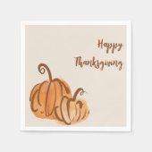 Serviette En Papier Papier Citrouille bon thanksgiving aquarelle (Devant)
