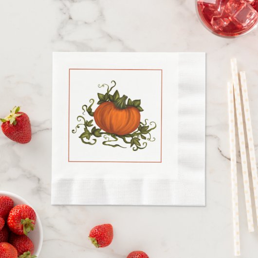 Serviette En Papier Papier Citrouille d'automne Napkin (En situation)