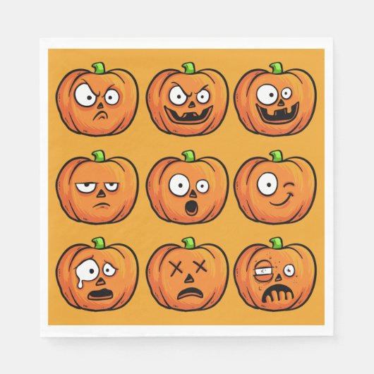 Serviette En Papier Papier Citrouille d'Halloween (Devant)