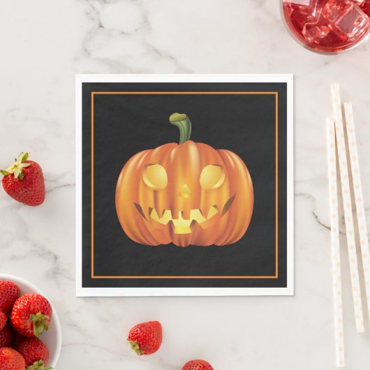 Serviette En Papier Papier Citrouille Halloween (En situation)