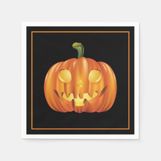 Serviette En Papier Papier Citrouille Halloween (Devant)