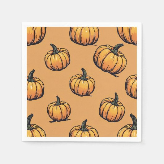 Serviette En Papier Papier Citrouille Halloween (Devant)