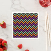 Serviette En Papier Papier citrouille, violet, vert et noir Chevron (En situation)