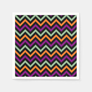 Serviette En Papier Papier citrouille, violet, vert et noir Chevron