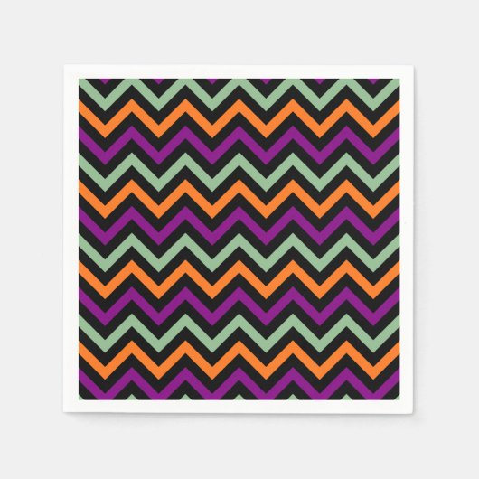 Serviette En Papier Papier citrouille, violet, vert et noir Chevron (Devant)
