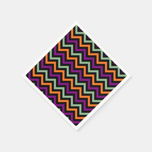 Serviette En Papier Papier citrouille, violet, vert et noir Chevron (Coin)