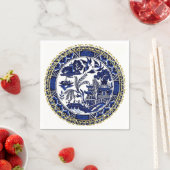 Serviette En Papier Papier classique bleu saule design serviettes (En situation)