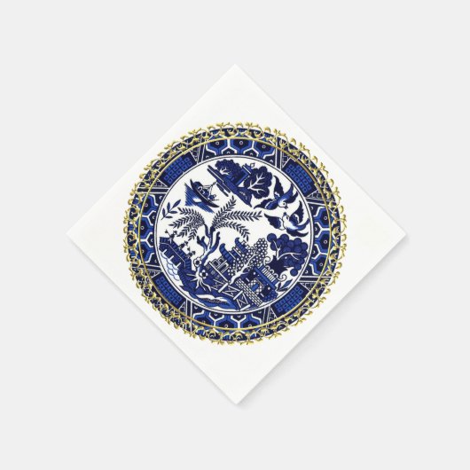 Serviette En Papier Papier classique bleu saule design serviettes (Coin)