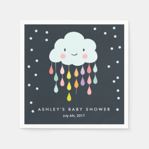 Serviette En Papier Papier Cloud Napkin Baby sprinkle Raindrops Douche