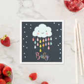 Serviette En Papier Papier Cloud Napkin Baby sprinkle Raindrops Douche (En situation)