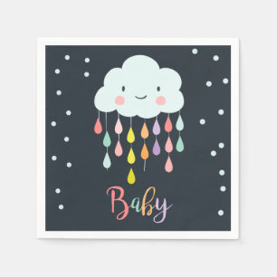 Serviette En Papier Papier Cloud Napkin Baby sprinkle Raindrops Douche