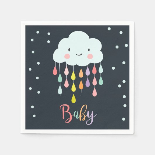 Serviette En Papier Papier Cloud Napkin Baby sprinkle Raindrops Douche (Devant)