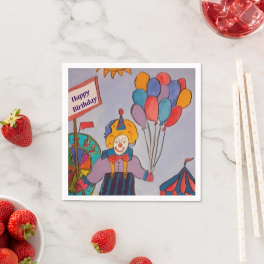 Serviette En Papier Papier clown d'anniversaire Napkin (En situation)