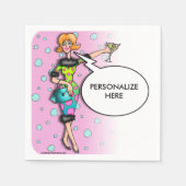 SERVIETTE EN PAPIER PAPIER COCKTAIL NAPKINS, RETRO MARTINI DIVA CARTOO (Devant)
