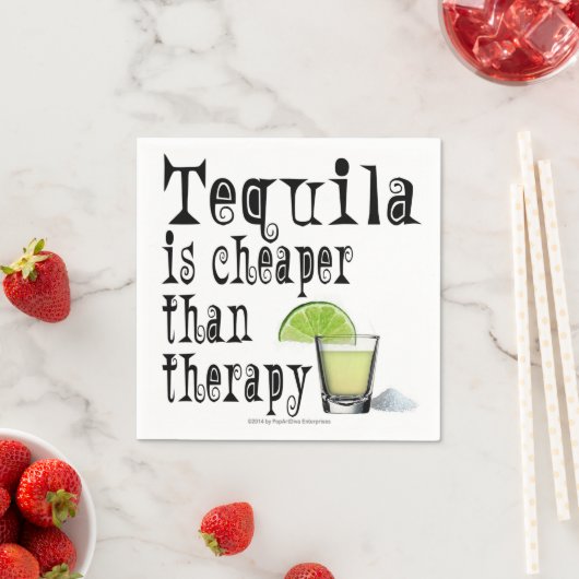 SERVIETTE EN PAPIER PAPIER COCKTAIL NAPKINS, TEQUILA THÉRAPIE MOINS CH (En situation)