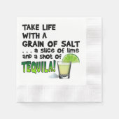 SERVIETTE EN PAPIER PAPIER COCKTAIL NAPKINS - VIE, LIME, SEL, TEQUILA (Devant)