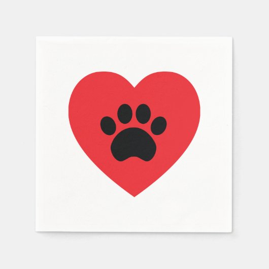 Serviette En Papier Papier coeur Empreinte de patte (Devant)