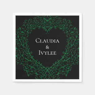 Serviette En Papier Papier coeur gothique Napkin vert et noir 2