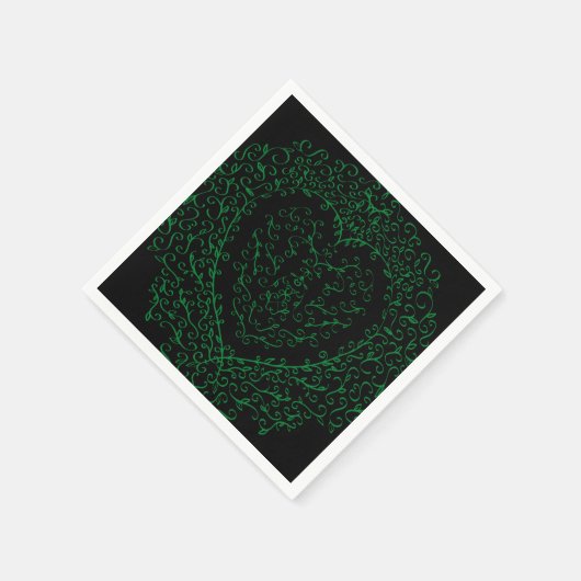 Serviette En Papier Papier coeur gothique Napkin vert et noir 3 (Coin)
