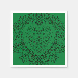 Serviette En Papier Papier coeur gothique Napkin vert & noir 4