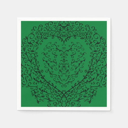 Serviette En Papier Papier coeur gothique Napkin vert & noir 4 (Devant)