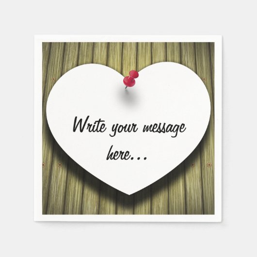 Serviette En Papier Papier Coeur manuscrit Script rustique (Devant)