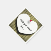 Serviette En Papier Papier Coeur manuscrit Script rustique (Coin)