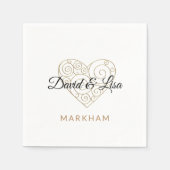 Serviette En Papier Papier Coeur Or Napkin (Devant)