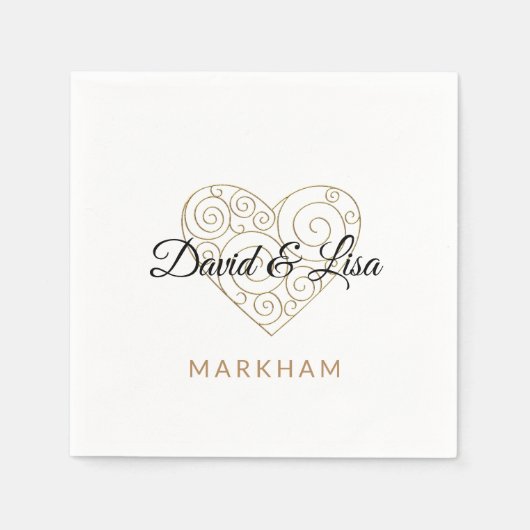 Serviette En Papier Papier Coeur Or Napkin (Devant)