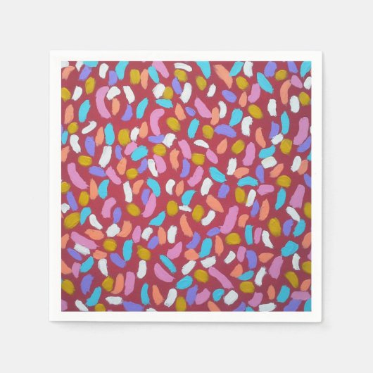 Serviette En Papier Papier Confetti Rouge (Devant)