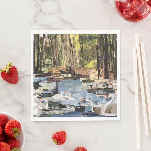 Serviette En Papier Papier coupé "Swans On the River" de Willowcatdesi (En situation)