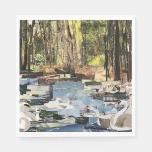 Serviette En Papier Papier coupé "Swans On the River" de Willowcatdesi