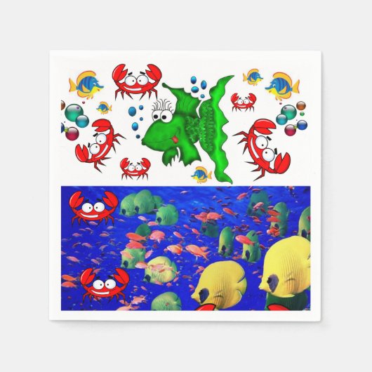 Serviette En Papier Papier, Crabe de poisson Océan (Devant)