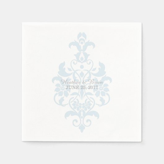 Serviette En Papier Papier Damas bleu subtil (Devant)