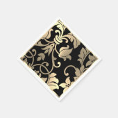 Serviette En Papier Papier Damas en or et noir (Coin)
