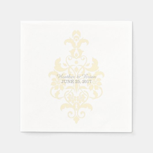 Serviette En Papier Papier Damas Jaune (Devant)