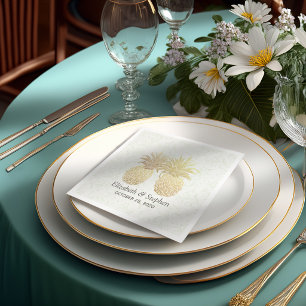 Serviette En Papier Papier Damas wedding shower à ananas à huile d'or